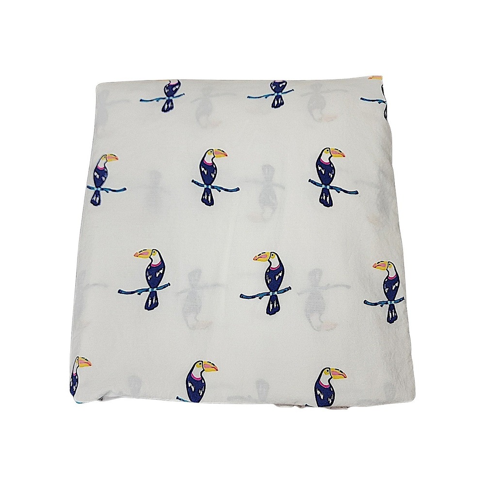 Martha‎ Stewart Flat Sheet Twin WHIM Toucan Bird Kids White Tropical Cotton Bed